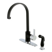 Thumbnail for Gourmetier LS8717CTLSP Continental Single-Handle Kitchen Faucet with Side Sprayer, Matte Black/Polished Chrome - BNGBath