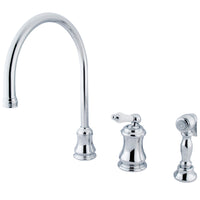 Thumbnail for Kingston Brass KS3811PLBS Widespread Kitchen Faucet, Polished Chrome - BNGBath