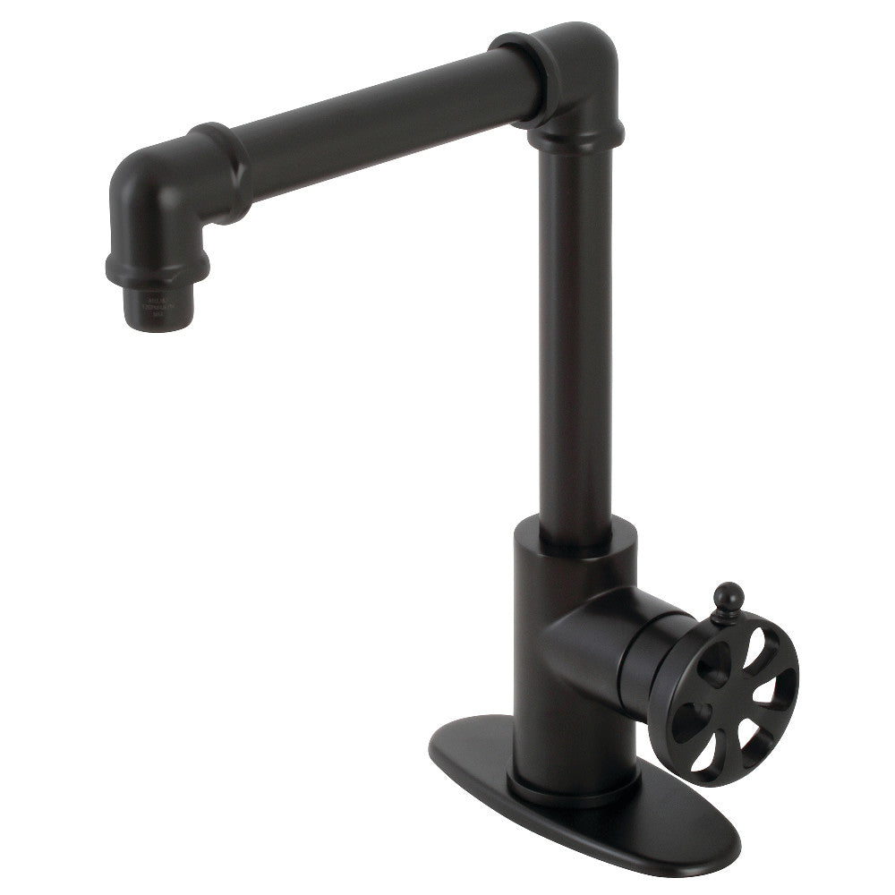 Kingston Brass KSD144RXMB Single-Handle 1-Hole Deck Mount Bathroom Faucet with Push Pop-Up in Matte Black - BNGBath