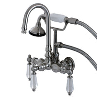 Thumbnail for Aqua Vintage AE7T8WLL Wilshire Wall Mount Clawfoot Tub Faucet, Brushed Nickel - BNGBath