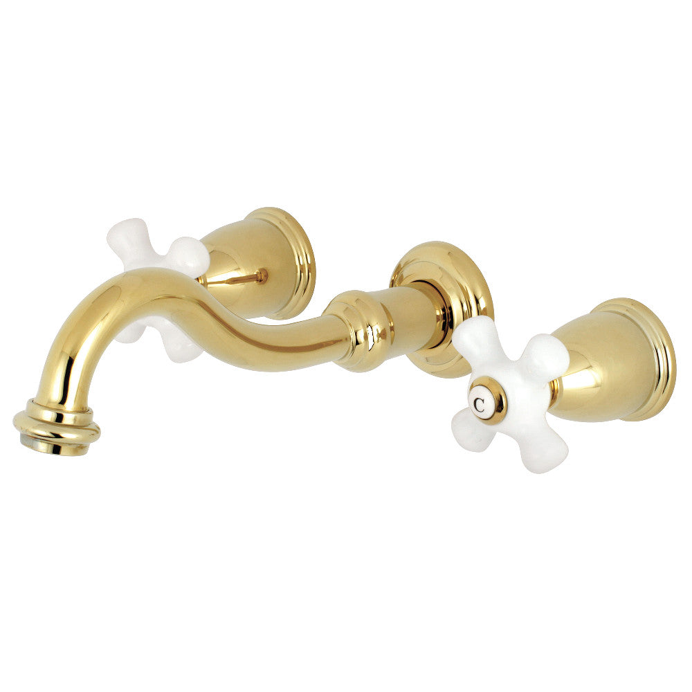 Kingston Brass KS3122PX Vintage 2-Handle Wall Mount Bathroom Faucet, Polished Brass - BNGBath