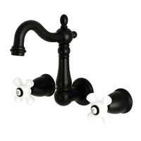 Thumbnail for Kingston Brass KS1220PX 8-Inch Center Wall Mount Bathroom Faucet, Matte Black - BNGBath