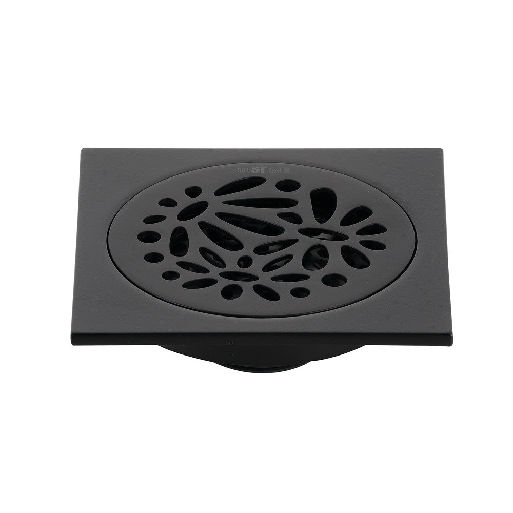 Kingston Brass BSF6360MB Watercourse Floral 4" Square Grid Shower Drain, Matte Black - BNGBath
