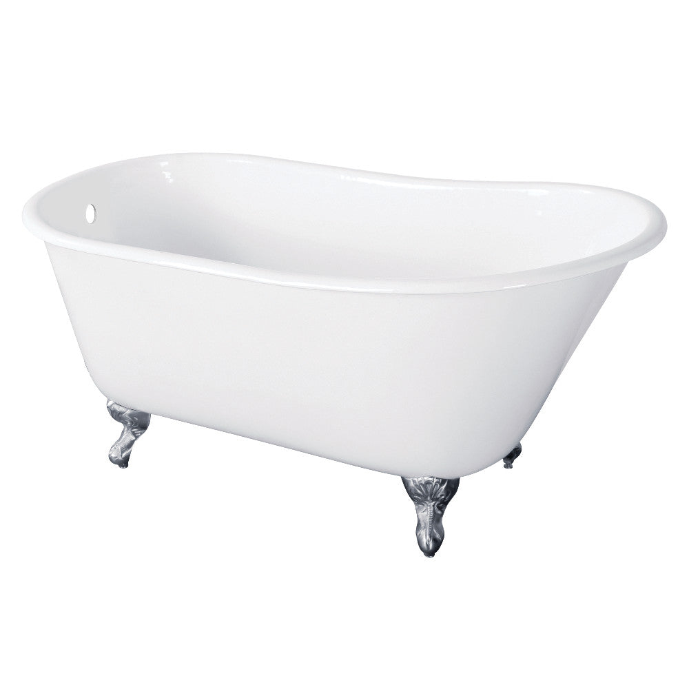 Aqua Eden VCTND5728NT1 57-Inch Cast Iron Slipper Clawfoot Tub without Faucet Drillings, White/Polished Chrome - BNGBath