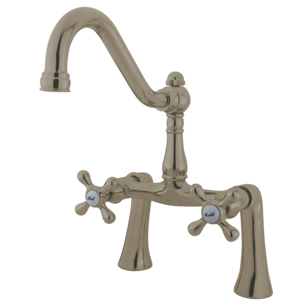 Kingston Brass KS3238AX Restoration 7-Inch Center Deck Mount Clawfoot Tub Faucet, Brushed Nickel - BNGBath