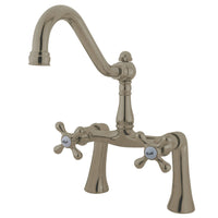 Thumbnail for Kingston Brass KS3238AX Restoration 7-Inch Center Deck Mount Clawfoot Tub Faucet, Brushed Nickel - BNGBath