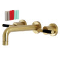 Thumbnail for Kingston Brass KS8127CKL Kaiser Two-Handle Wall Mount Bathroom Faucet, Brushed Brass - BNGBath