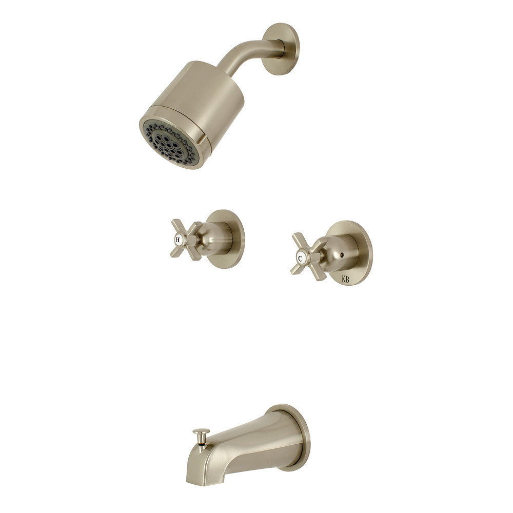 Kingston Brass KBX8148ZX Millennium Two-Handle Tub and Shower Faucet, Brushed Nickel - BNGBath