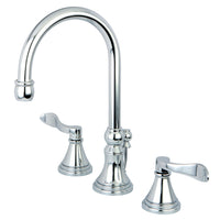 Thumbnail for Kingston Brass KS2981DFL NuFrench Widespread Bathroom Faucet with Brass Pop-Up, Polished Chrome - BNGBath