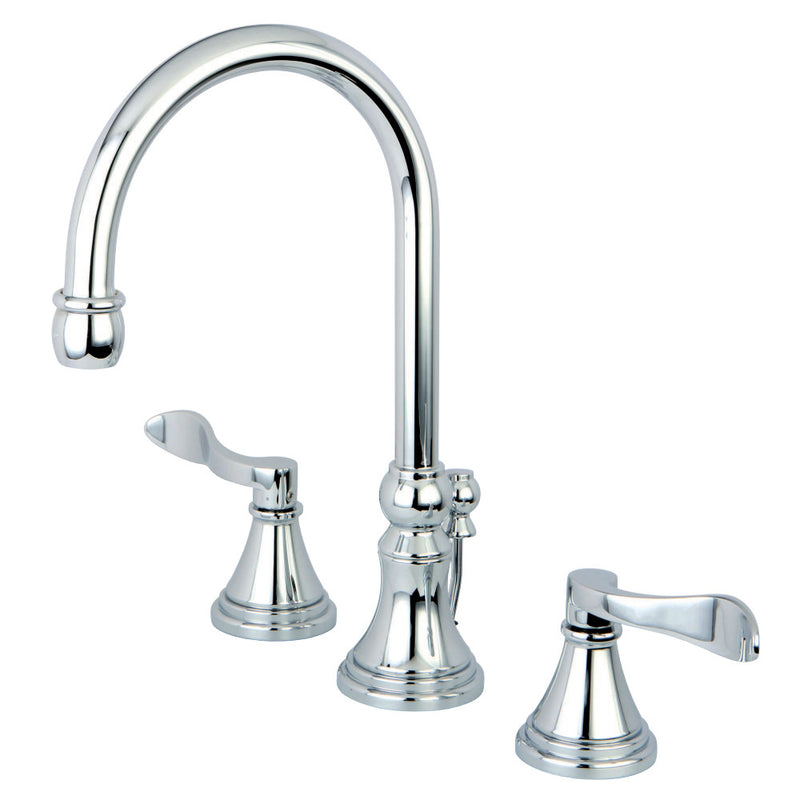 Kingston Brass KS2981DFL NuFrench Widespread Bathroom Faucet with Brass Pop-Up, Polished Chrome - BNGBath