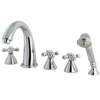 Thumbnail for Kingston Brass KS23615AX Roman Tub Faucet 5 Pieces with Hand Shower, Polished Chrome - BNGBath