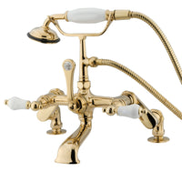 Thumbnail for Kingston Brass CC655T2 Vintage Adjustable Center Deck Mount Tub Faucet, Polished Brass - BNGBath