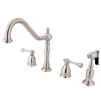 Thumbnail for Kingston Brass KB1798BLBS Widespread Kitchen Faucet, Brushed Nickel - BNGBath