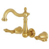 Thumbnail for Kingston Brass KS1257AL 8-Inch Center Wall Mount Bathroom Faucet, Brushed Brass - BNGBath