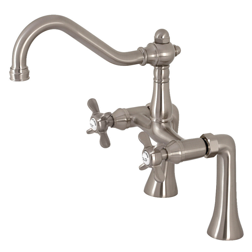 Kingston Brass KS3238BEX Essex 7-Inch Center Deck Mount Clawfoot Tub Faucet, Brushed Nickel - BNGBath