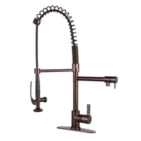 Thumbnail for Gourmetier LS8505CTL Continental Single-Handle Pre-Rinse Kitchen Faucet, Oil Rubbed Bronze - BNGBath