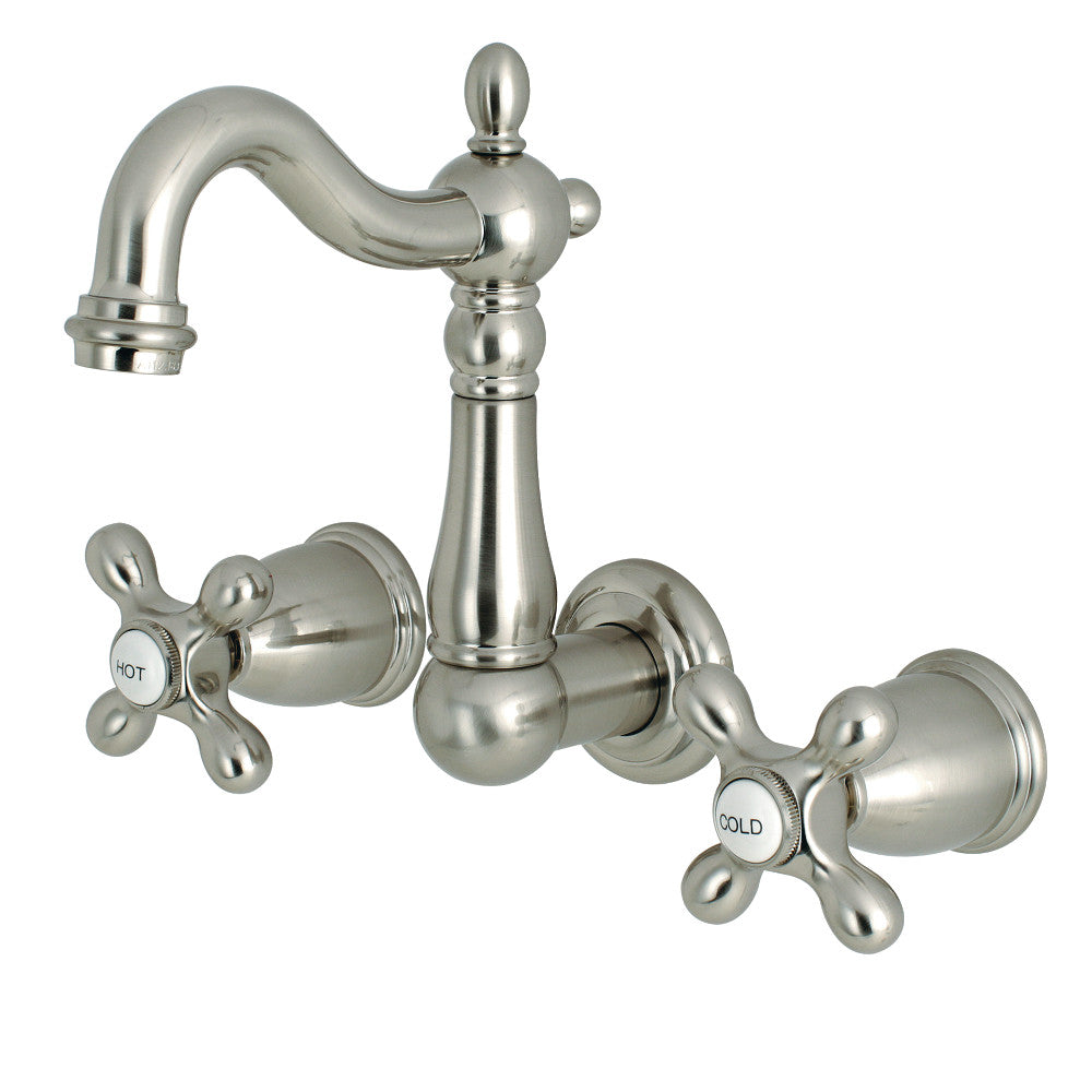 Kingston Brass KS1228AX 8-Inch Center Wall Mount Bathroom Faucet, Brushed Nickel - BNGBath