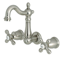 Thumbnail for Kingston Brass KS1228AX 8-Inch Center Wall Mount Bathroom Faucet, Brushed Nickel - BNGBath