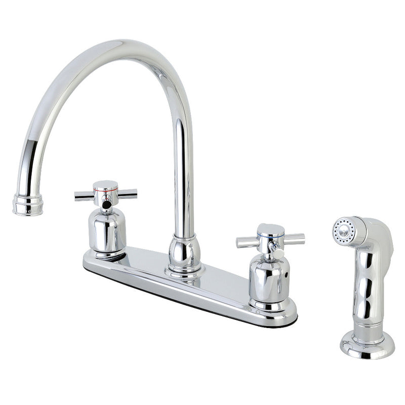 Kingston Brass FB791DXSP Concord 8-Inch Centerset Kitchen Faucet with Sprayer, Polished Chrome - BNGBath