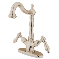 Thumbnail for Kingston Brass KS1496AL Heritage 2-Handle Vessel Sink Faucet, Polished Nickel - BNGBath