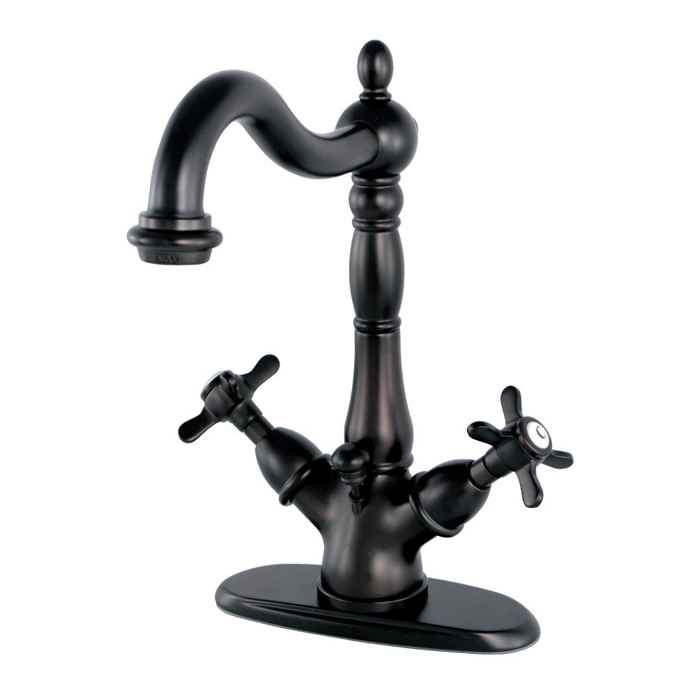 Kingston Brass KS1435BEX Essex Two-Handle Bathroom Faucet with Brass Pop-Up and Cover Plate, Oil Rubbed Bronze - BNGBath
