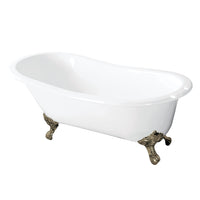 Thumbnail for Aqua Eden VCT7D5431B8 54-Inch Cast Iron Slipper Clawfoot Tub with 7-Inch Faucet Drillings, White/Brushed Nickel - BNGBath