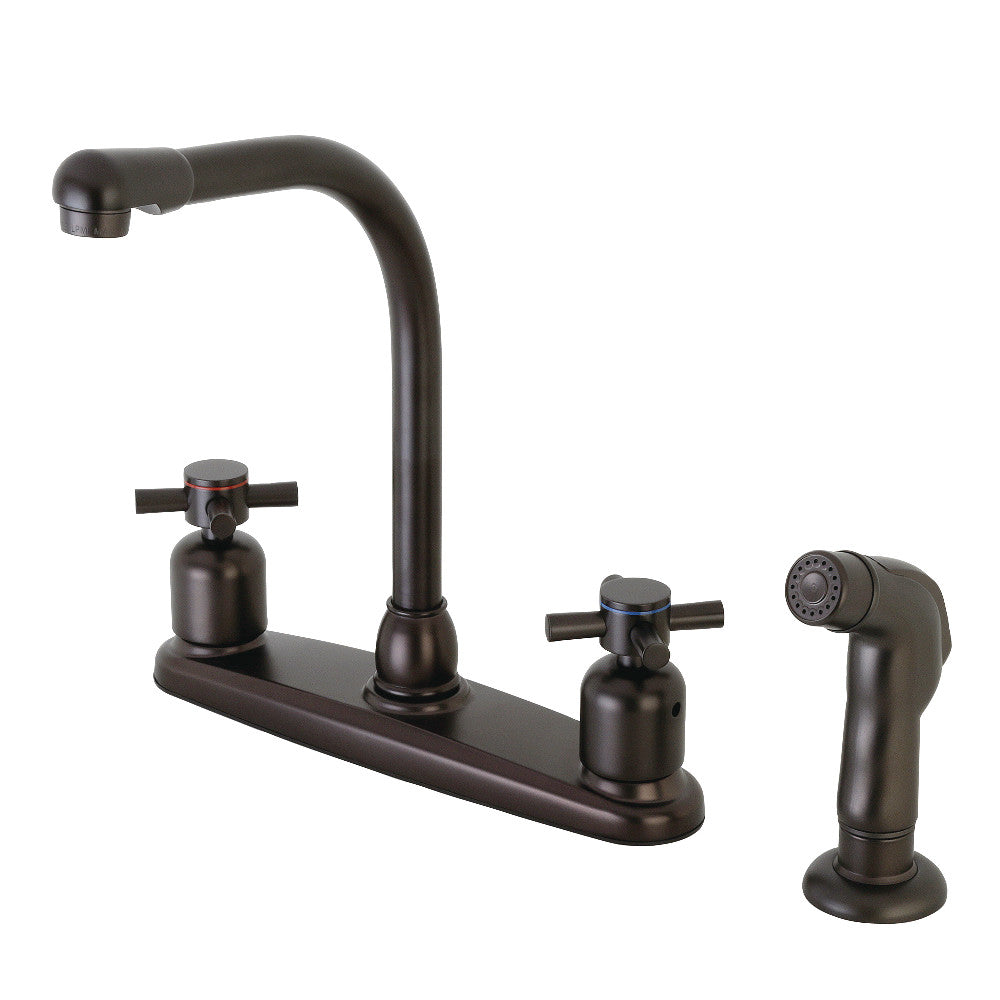 Kingston Brass FB755DXSP Concord 8-Inch Centerset Kitchen Faucet with Sprayer, Oil Rubbed Bronze - BNGBath