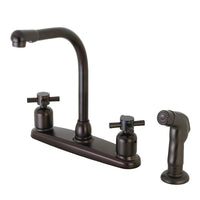 Thumbnail for Kingston Brass FB755DXSP Concord 8-Inch Centerset Kitchen Faucet with Sprayer, Oil Rubbed Bronze - BNGBath