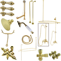 Thumbnail for Kingston Brass CCK3142AL Vintage Down Spout Clawfoot Tub Faucet Package, Polished Brass - BNGBath