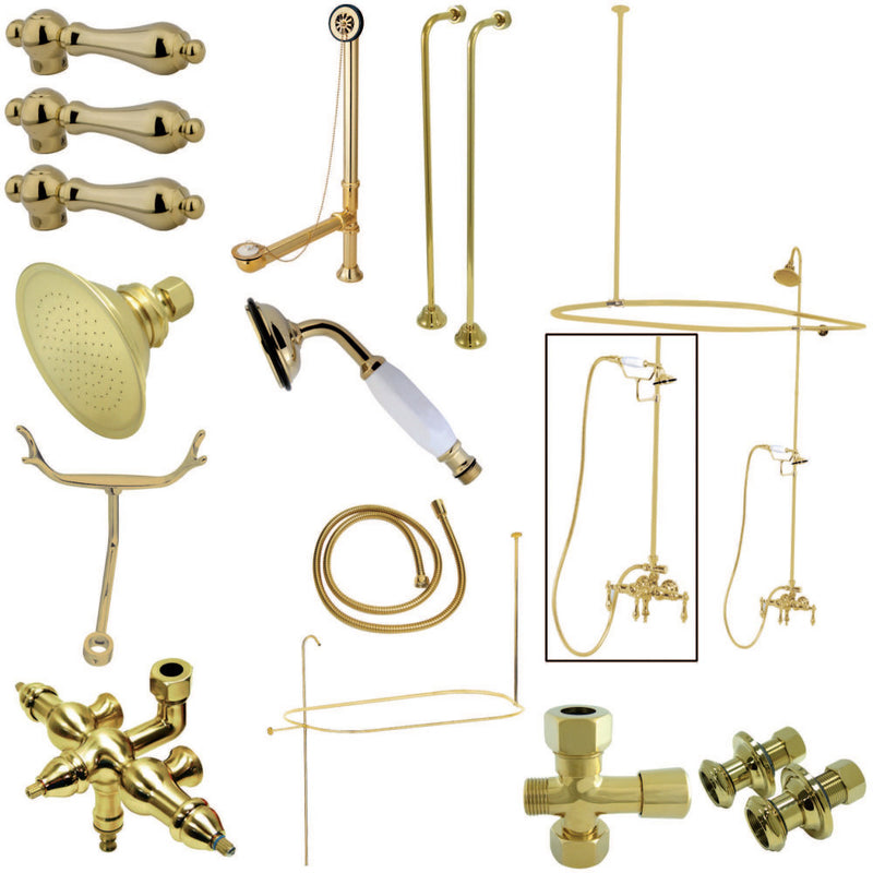 Kingston Brass CCK3142AL Vintage Down Spout Clawfoot Tub Faucet Package, Polished Brass - BNGBath