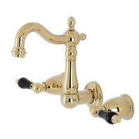 Thumbnail for Kingston Brass KS1222PKL Duchess Two-Handle Wall Mount Bathroom Faucet, Polished Brass - BNGBath
