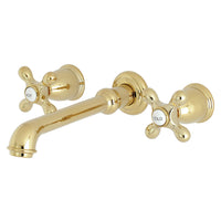 Thumbnail for Kingston Brass KS7122AX English Country Two-Handle Wall Mount Bathroom Faucet, Polished Brass - BNGBath