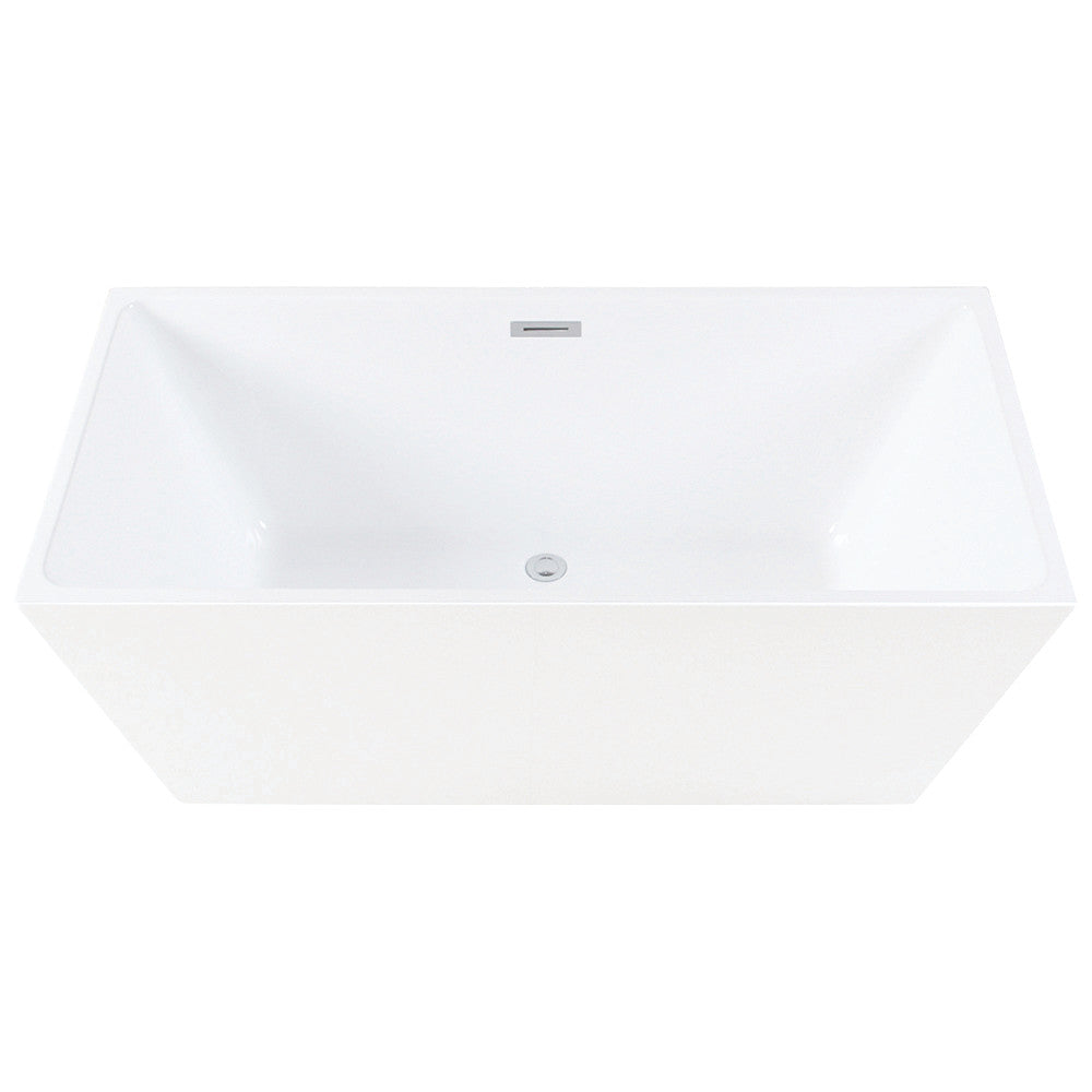 Aqua Eden VTSQ593223 59-Inch Acrylic Freestanding Tub with Drain, White - BNGBath