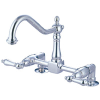 Thumbnail for Kingston Brass KS1141AL Heritage Two-Handle Bridge Kitchen Faucet, Polished Chrome - BNGBath