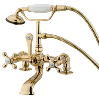 Thumbnail for Kingston Brass CC209T2 Vintage 7-Inch Deck Mount Clawfoot Tub Faucet with Hand Shower, Polished Brass - BNGBath