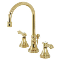 Thumbnail for Kingston Brass KS2982BAL Heirloom Widespread Bathroom Faucet with Brass Pop-Up, Polished Brass - BNGBath