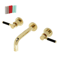 Thumbnail for Kingston Brass KS8122DKL Kaiser 2-Handle Wall Mount Bathroom Faucet, Polished Brass - BNGBath