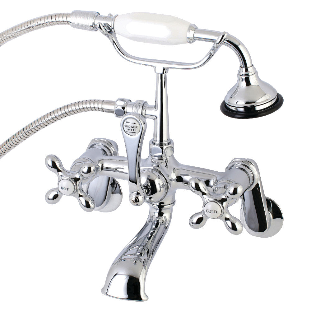 Kingston Brass AE58T1 Aqua Vintage Wall Mount Tub Faucet with Hand Shower, Polished Chrome - BNGBath