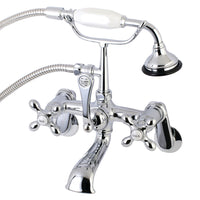 Thumbnail for Kingston Brass AE58T1 Aqua Vintage Wall Mount Tub Faucet with Hand Shower, Polished Chrome - BNGBath