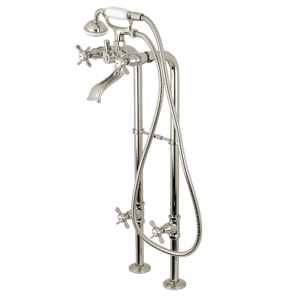 Kingston Brass CCK285K6 Kingston Freestanding Tub Faucet with Supply Line and Stop Valve, Polished Nickel - BNGBath