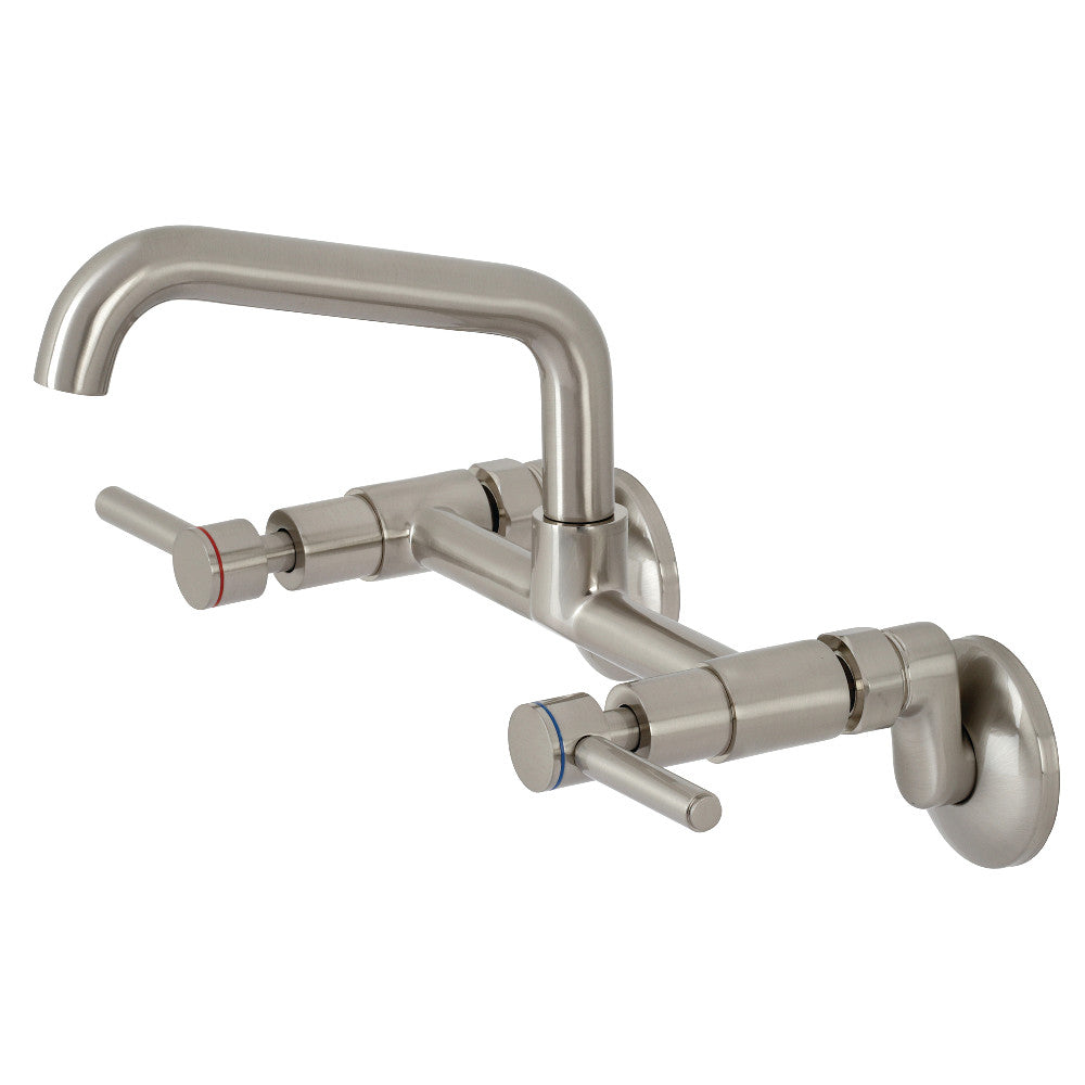 Kingston Brass KS823SN Concord Two-Handle Wall-Mount Kitchen Faucet, Brushed Nickel - BNGBath