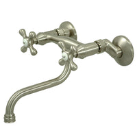 Thumbnail for Kingston Brass KS216SN Kingston Two Handle Wall Mount Bathroom Faucet, Brushed Nickel - BNGBath
