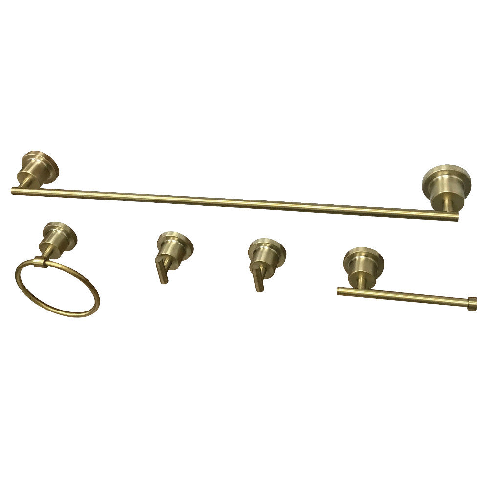 Kingston Brass BAH8212478SB Concord 5-Piece Bathroom Accessory Set, Brushed Brass - BNGBath