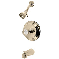 Thumbnail for Kingston Brass KB2632WCL Celebrity Tub and Shower Faucet with Single Crystal Octagonal Knob Handle, Polished Brass - BNGBath