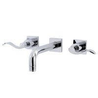 Thumbnail for Kingston Brass KS6121DFL NuWave Two-Handle Wall Mount Bathroom Faucet, Polished Chrome - BNGBath