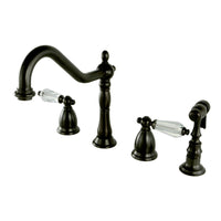 Thumbnail for Kingston Brass KS1795WLLBS Widespread Kitchen Faucet, Oil Rubbed Bronze - BNGBath