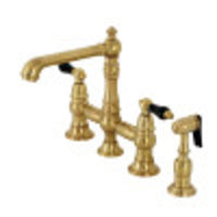 Thumbnail for Kingston Brass KS7277PKLBS Duchess Bridge Kitchen Faucet with Brass Sprayer, Brushed Brass - BNGBath