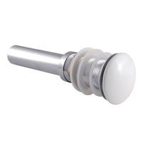 Thumbnail for Kingston Brass EV7001WT Push Pop-Up Drain without Overflow, 22 Gauge, Polished Chrome/White - BNGBath