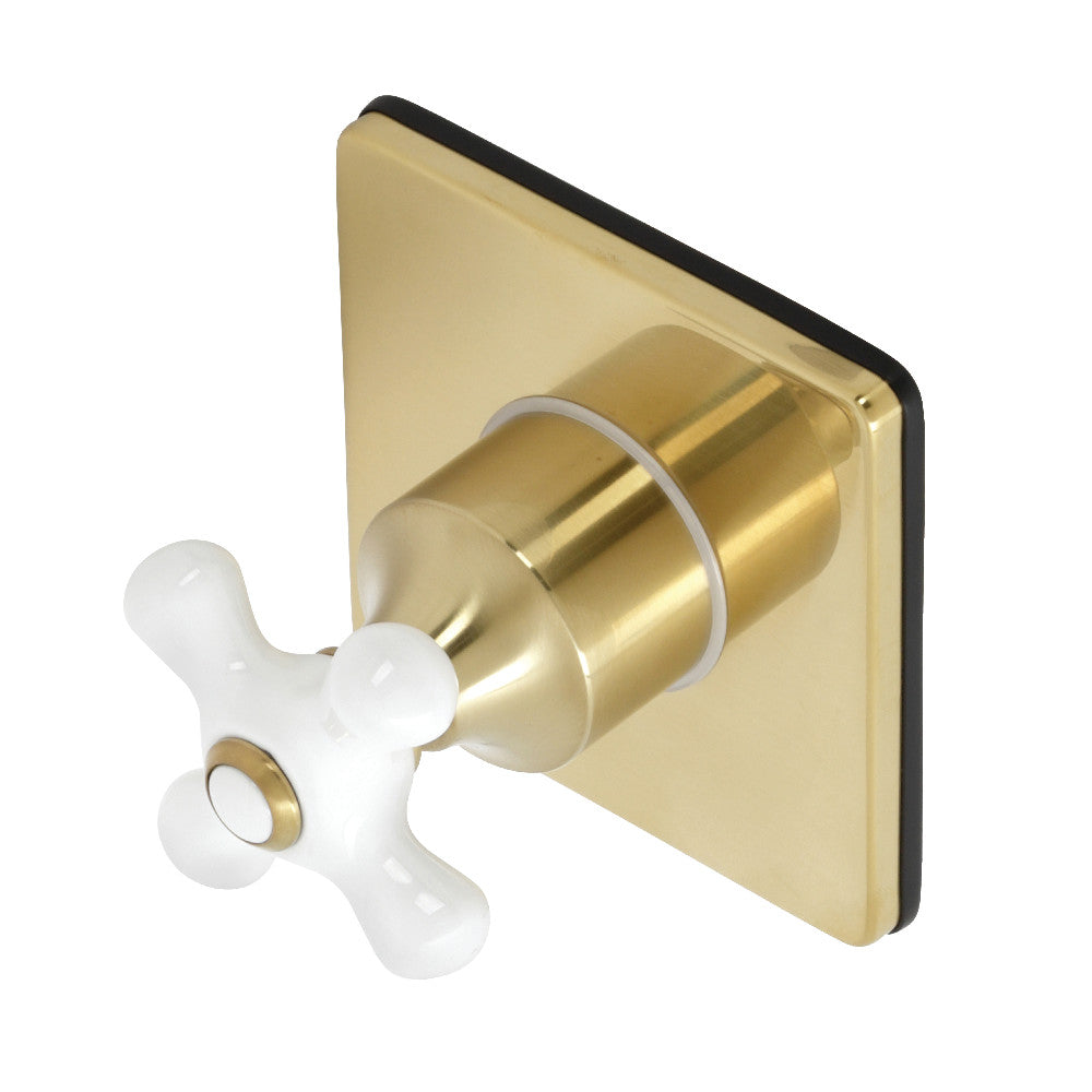 Kingston Brass KS3047PX 3-Way Diverter Valve with Trim Kit, Brushed Brass - BNGBath