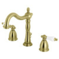 Thumbnail for Kingston Brass KB1977PL Heritage Widespread Bathroom Faucet with Brass Pop-Up, Brushed Brass - BNGBath